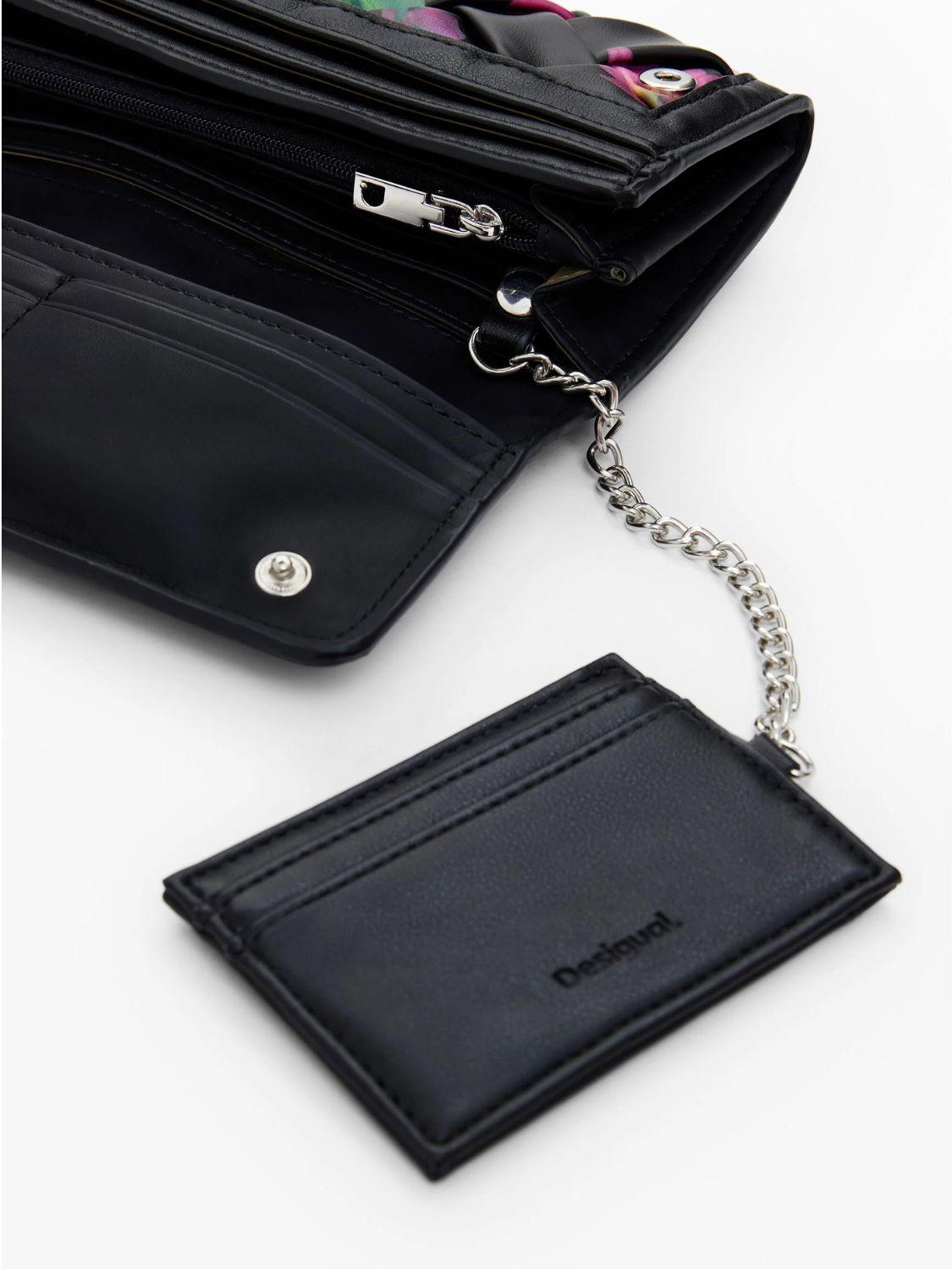 Desigual Grande portamonete intrecciato con fiori Donna Nero 25SAYP14 2000 DESIGUAL