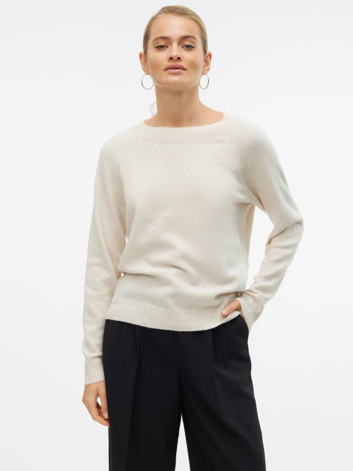 Vero Moda Maglia Donna Doffy Bianco Panna 10201022 Birch MELANGE VERO MODA