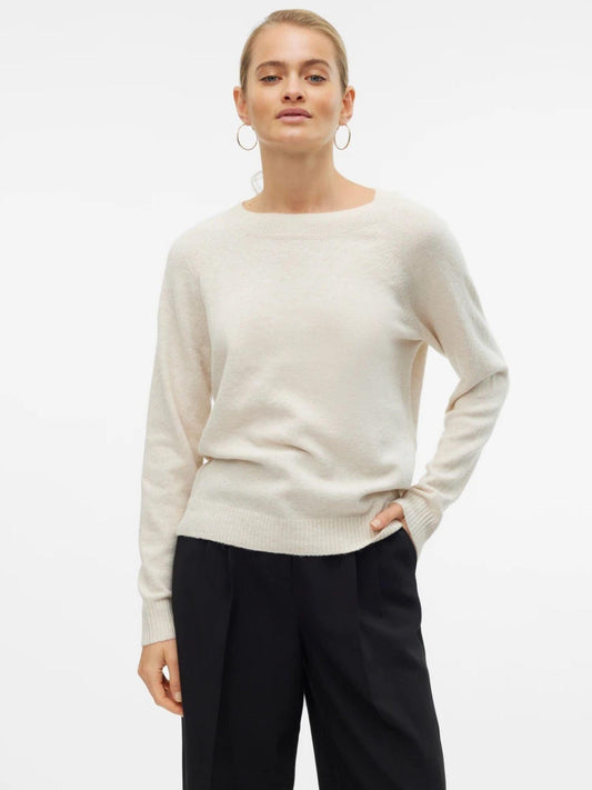 Vero Moda Maglia Donna Doffy Bianco Panna 10201022 Birch MELANGE VERO MODA