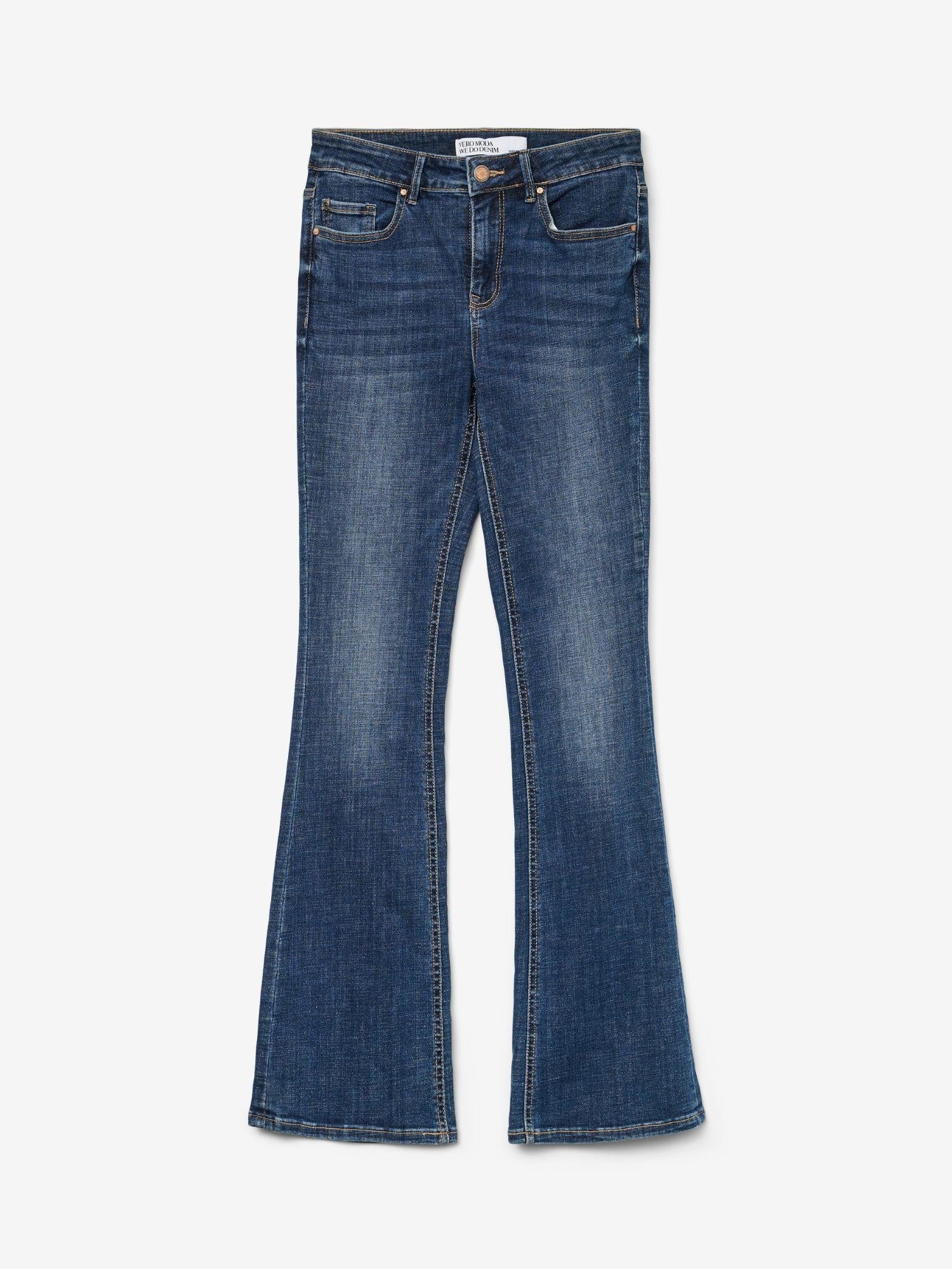 Vero Moda VMFLASH Vita media Flared Fit Jeans Donna Dark Blue Denim 10310511 Dark Blue Denim VERO MODA