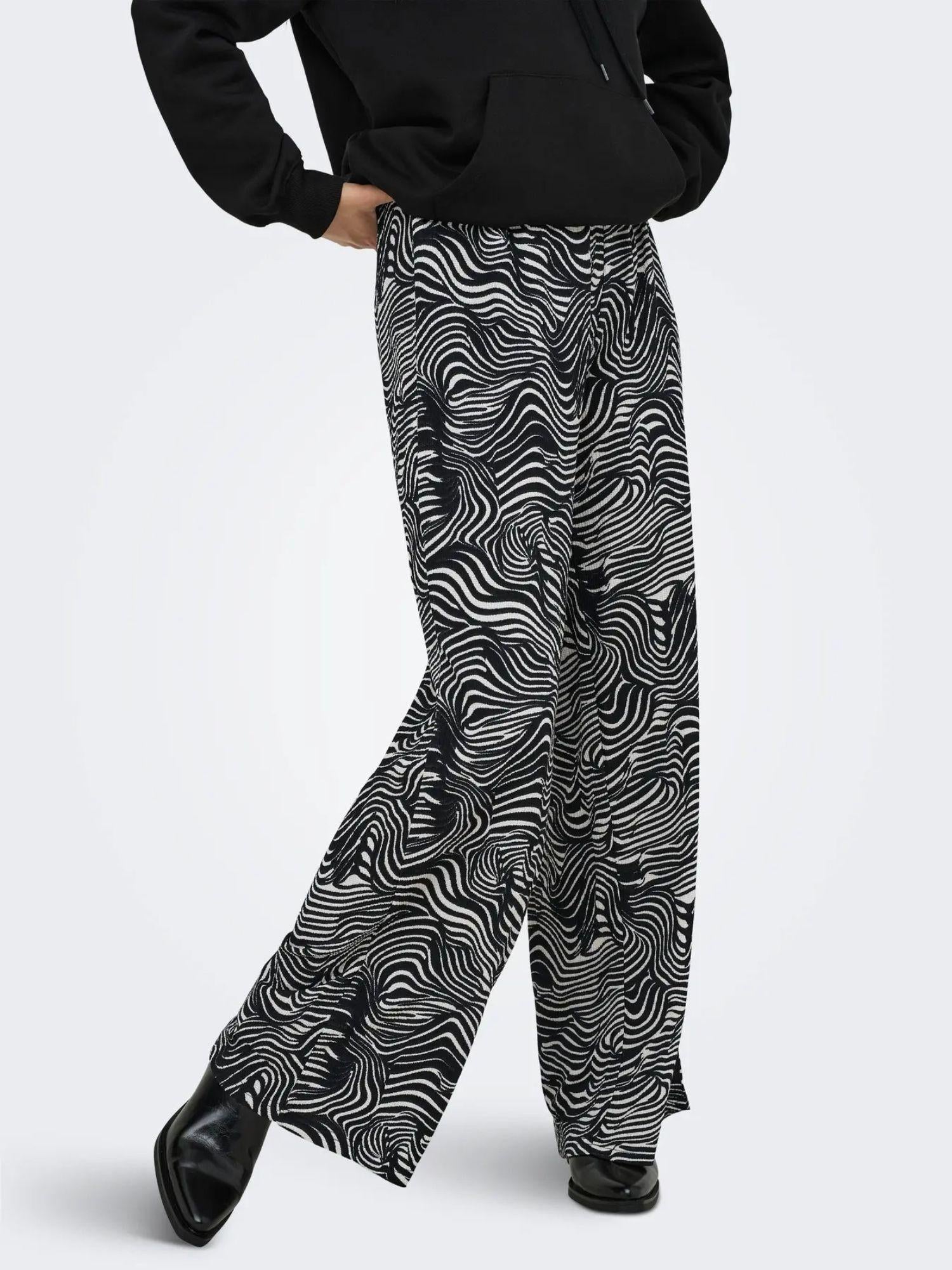 Jacqueline De Yong JDYDEBBIE Pantaloni Wide Fit Donna Nero WHITECAP GRAY GEO 15352943 Black WHITECAP GRAY GEO JACQUELINE DE YONG