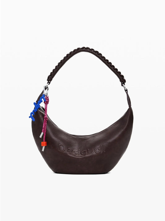 Desigual Borsa a tracolla media con logo 3D Donna Marrone