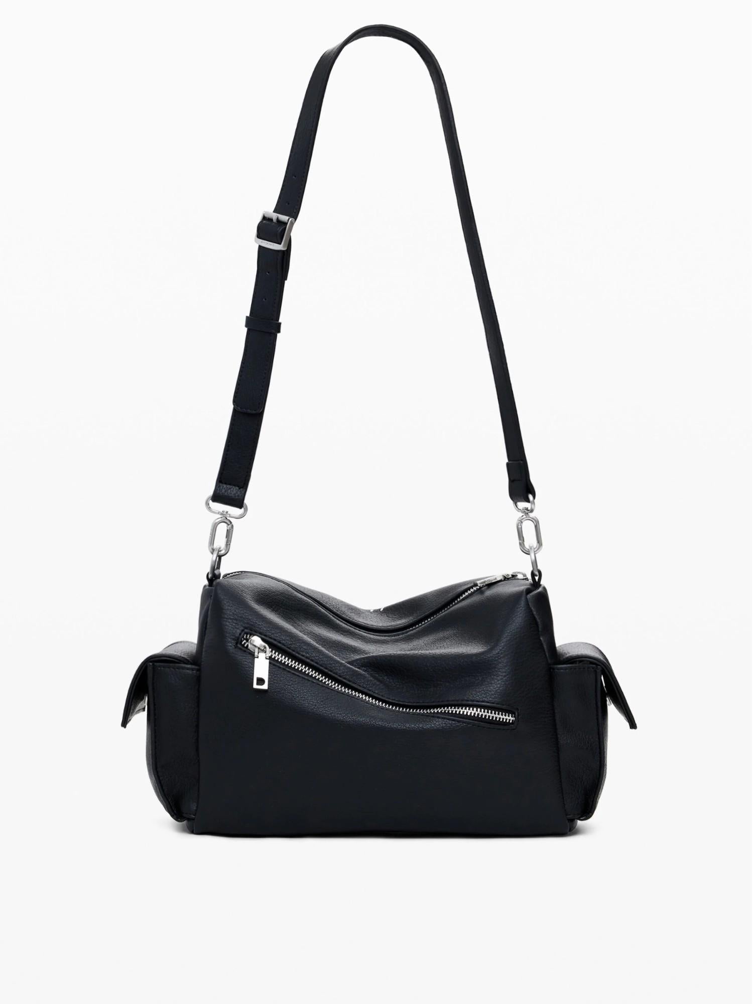 Desigual Borsa bowling effetto pelle lettere media Donna Nero 25WAXPA6 2000 DESIGUAL