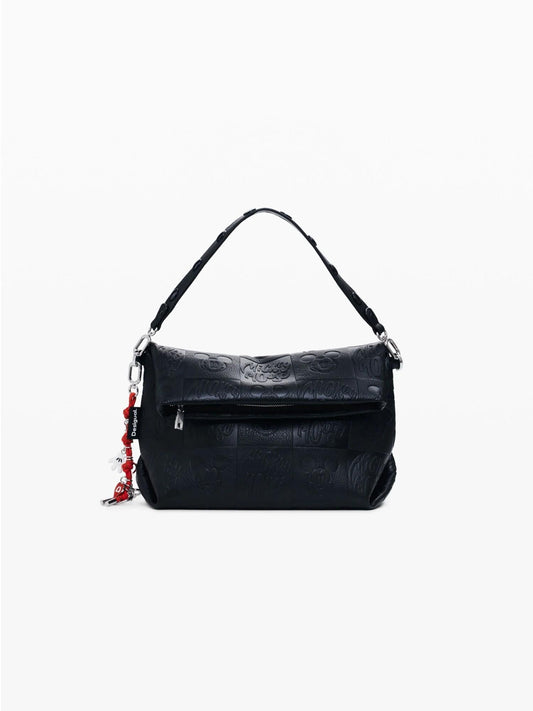 Desigual Borsa a tracolla effetto pelle Mickey media Donna Nero