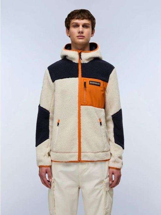 Napapijri Felpa in Pile con Cappuccio e Zip Yupik Uomo Multicolour NP0A4GNS MM9 NAPAPIJRI