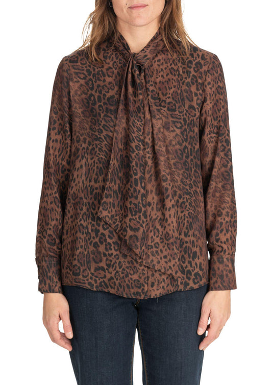 Blusa Donna Marrone Animalier