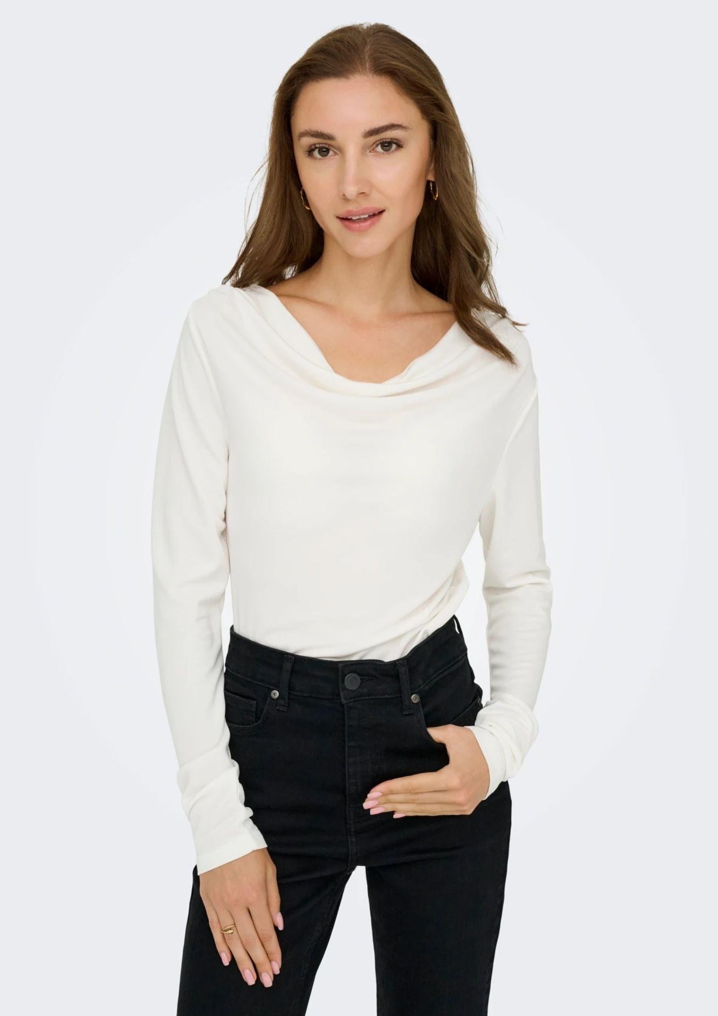 Jacqueline De Yong Maglia Donna Ester Bianca 15359915 Cloud Dancer JACQUELINE DE YONG