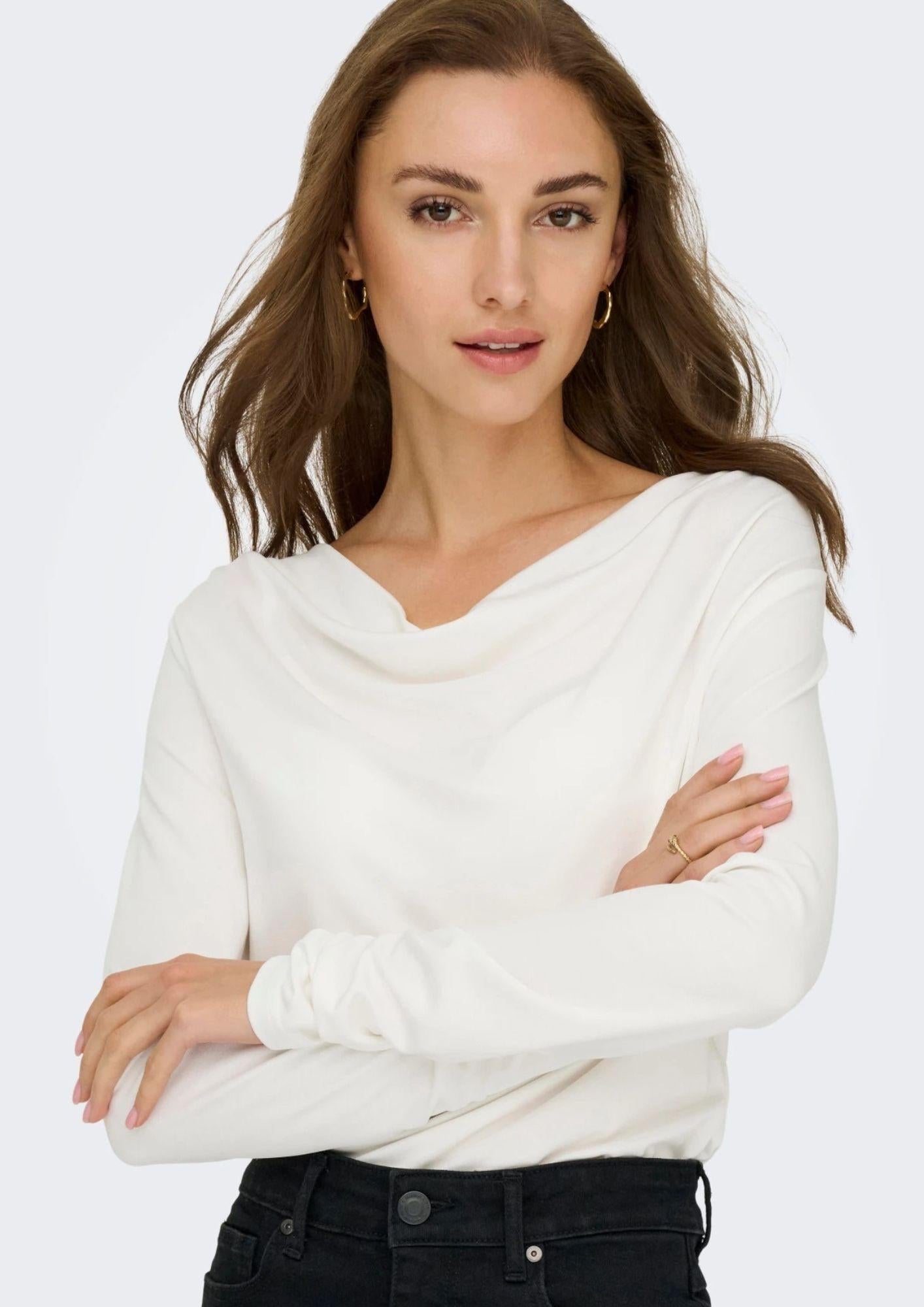 Jacqueline De Yong Maglia Donna Ester Bianca 15359915 Cloud Dancer JACQUELINE DE YONG