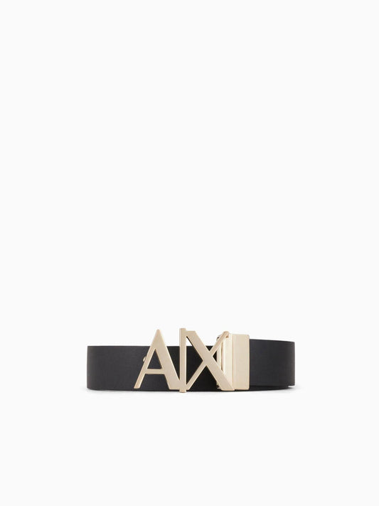 Armani Exchange Cintura in pelle double face Uomo Nero Blu Navy