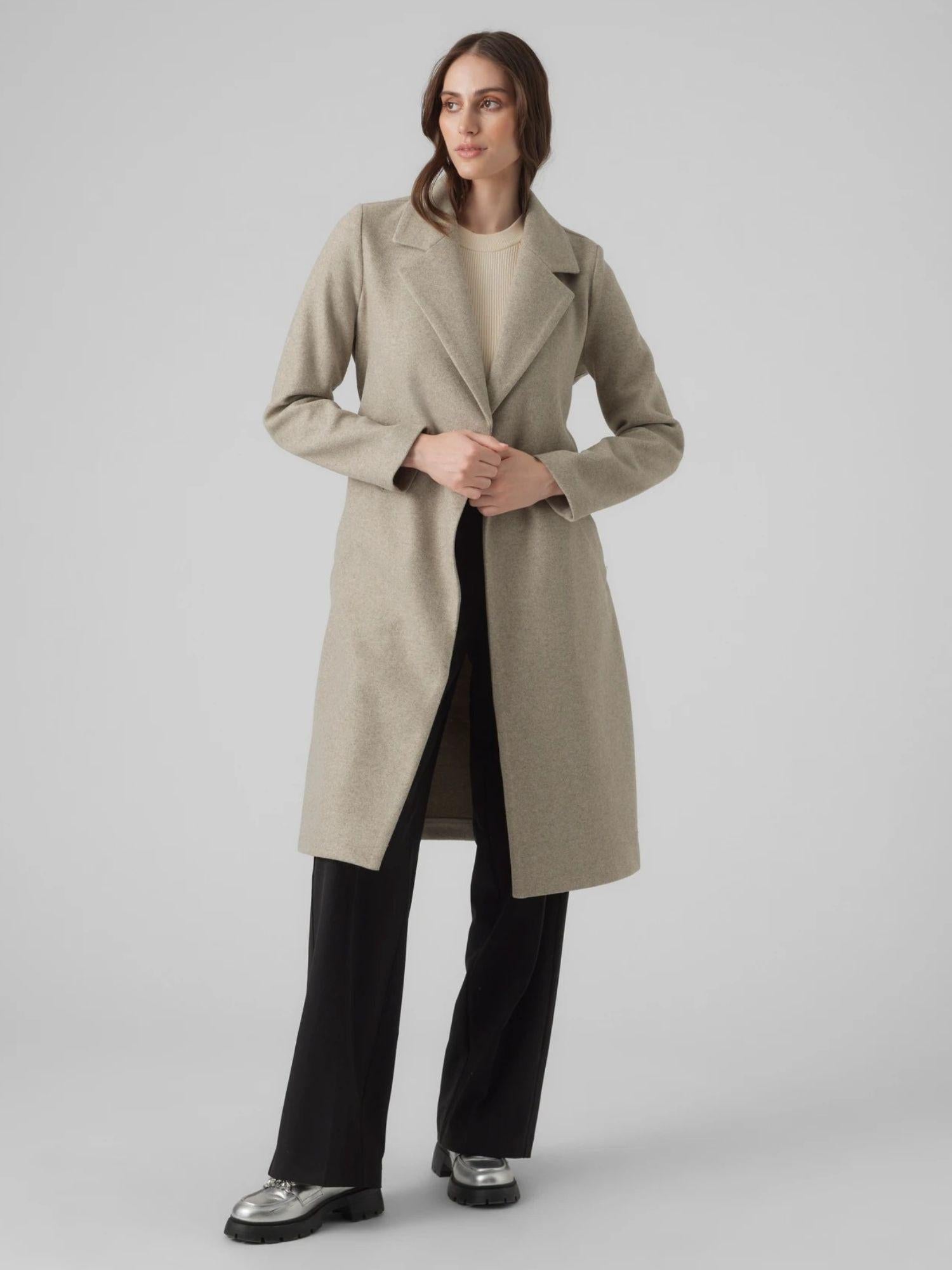 Vero Moda Cappotto Donna Fortuneaya Beige 10278330 Silver Mink MELANGE VERO MODA