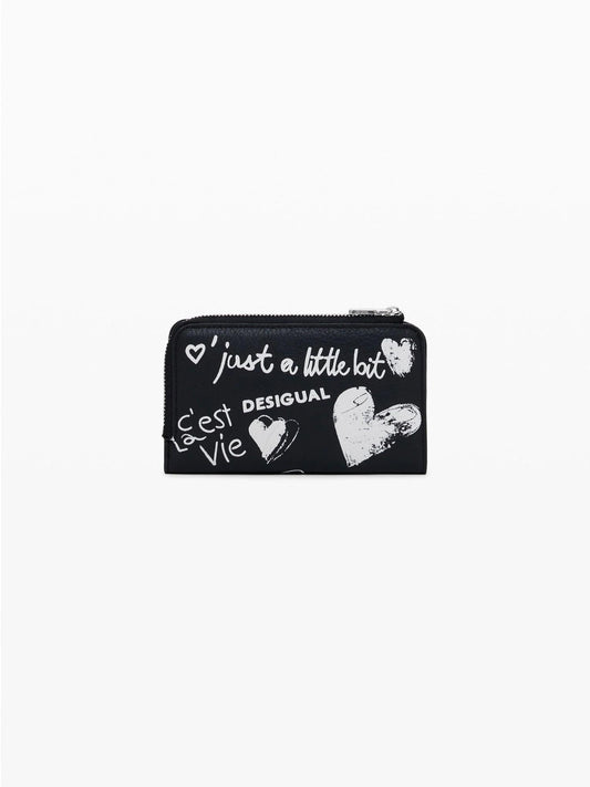 Desigual Portamonete effetto pelle graffiti medio Donna Nero