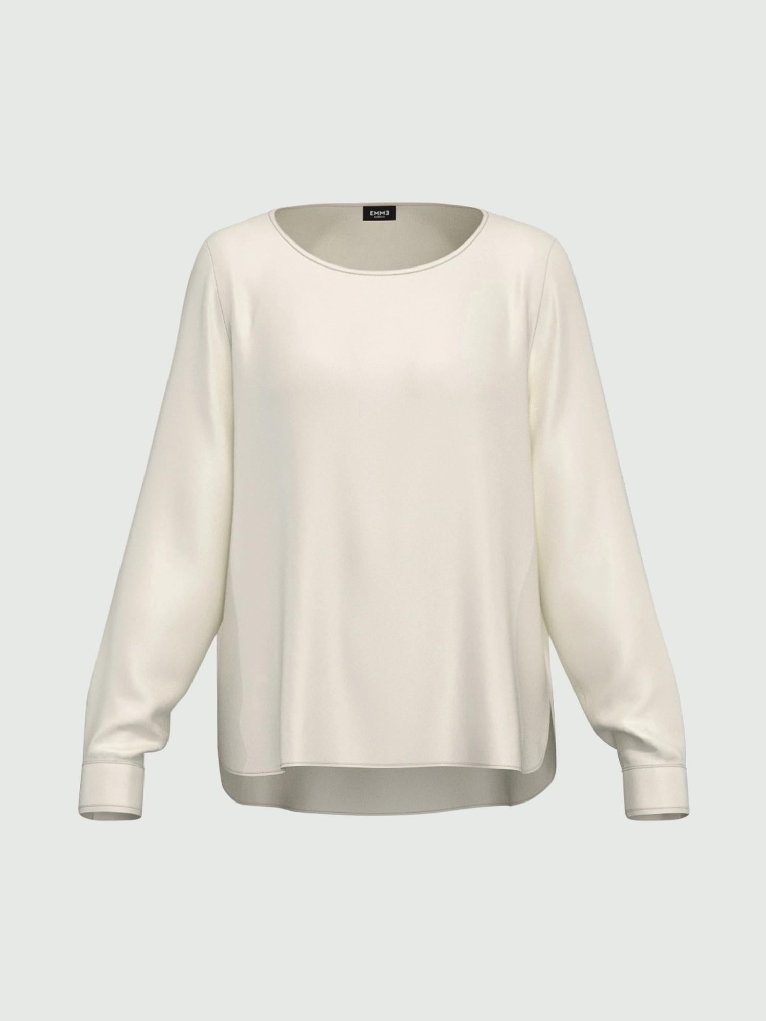 Emme Marella Blusa in raso stretch Madera Donna Bianco 2525116041200 001 EMME MARELLA