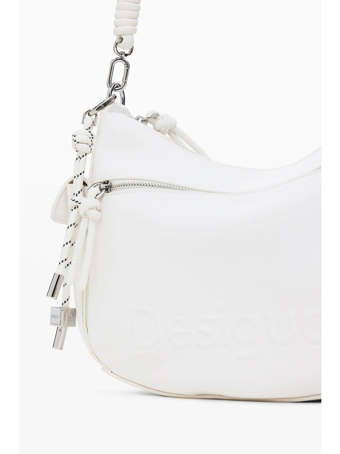 Desigual Borsa ovale logo 3D Donna Bianco 25SAXPBV 1000 DESIGUAL