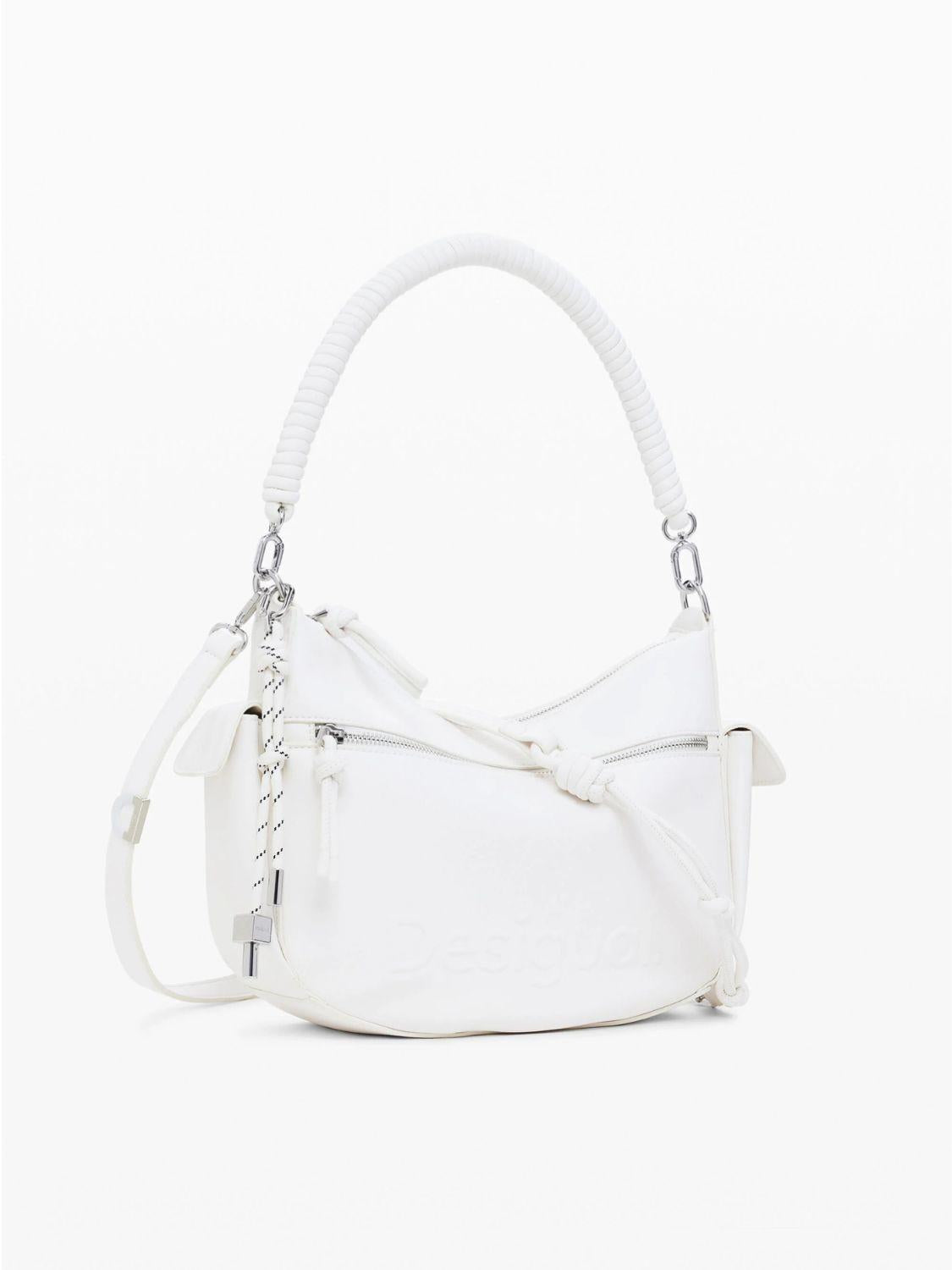 Desigual Borsa ovale logo 3D Donna Bianco 25SAXPBV 1000 DESIGUAL