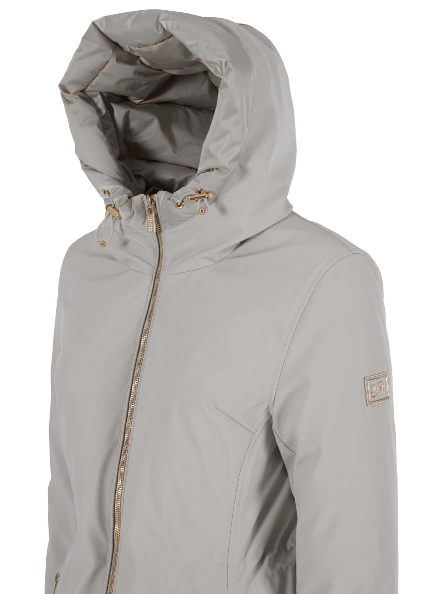 Yes Zee Cappotto Softshell con Cappuccio e Coulisse Donna Grigio Perla O088 M200 0819 YES ZEE