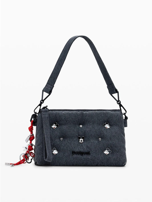 Borsa a tracolla in denim Mickey media Donna Nero