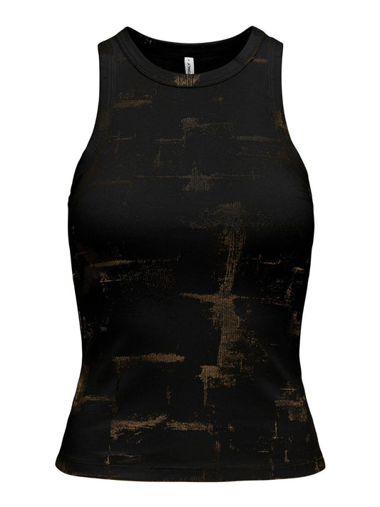 Top Donna Bright Black Pale gold foil