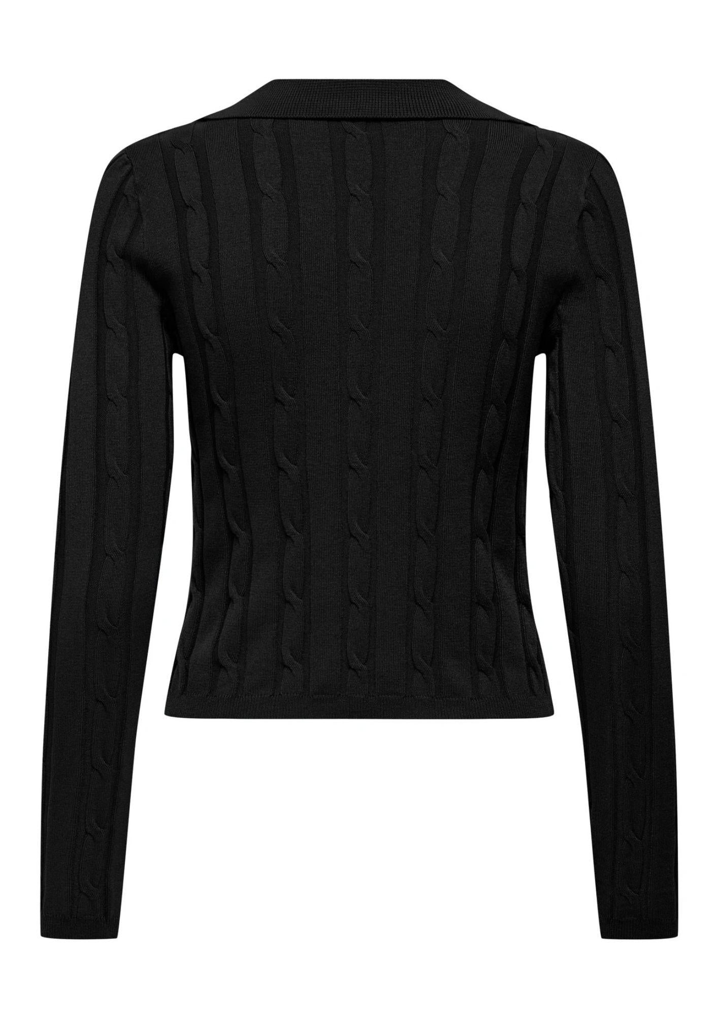 Cardigan Donna Only Meddi Nero 15352102 Black White Pearl Button ONLY