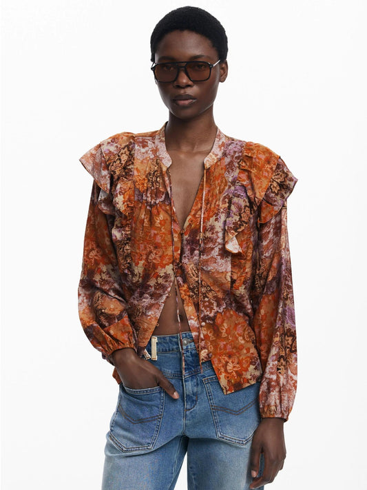 Blusa romantica paisley Donna Arancione