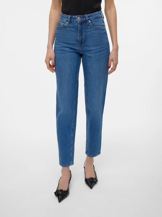 Vero Moda VMTESSA Vita alta Mom Fit Jeans Donna Medium Blue Denim