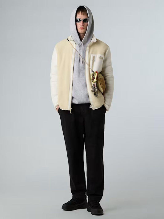 The North Face Giacca In Pile Uomo Yumiori Con Cerniera Integrale Bianco Dune Ghiaia