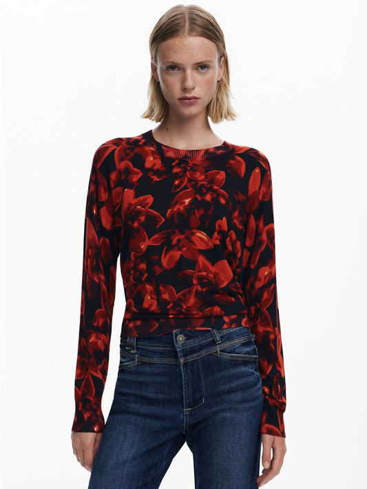 Desigual Maglione leggero a fiori Donna Nero
