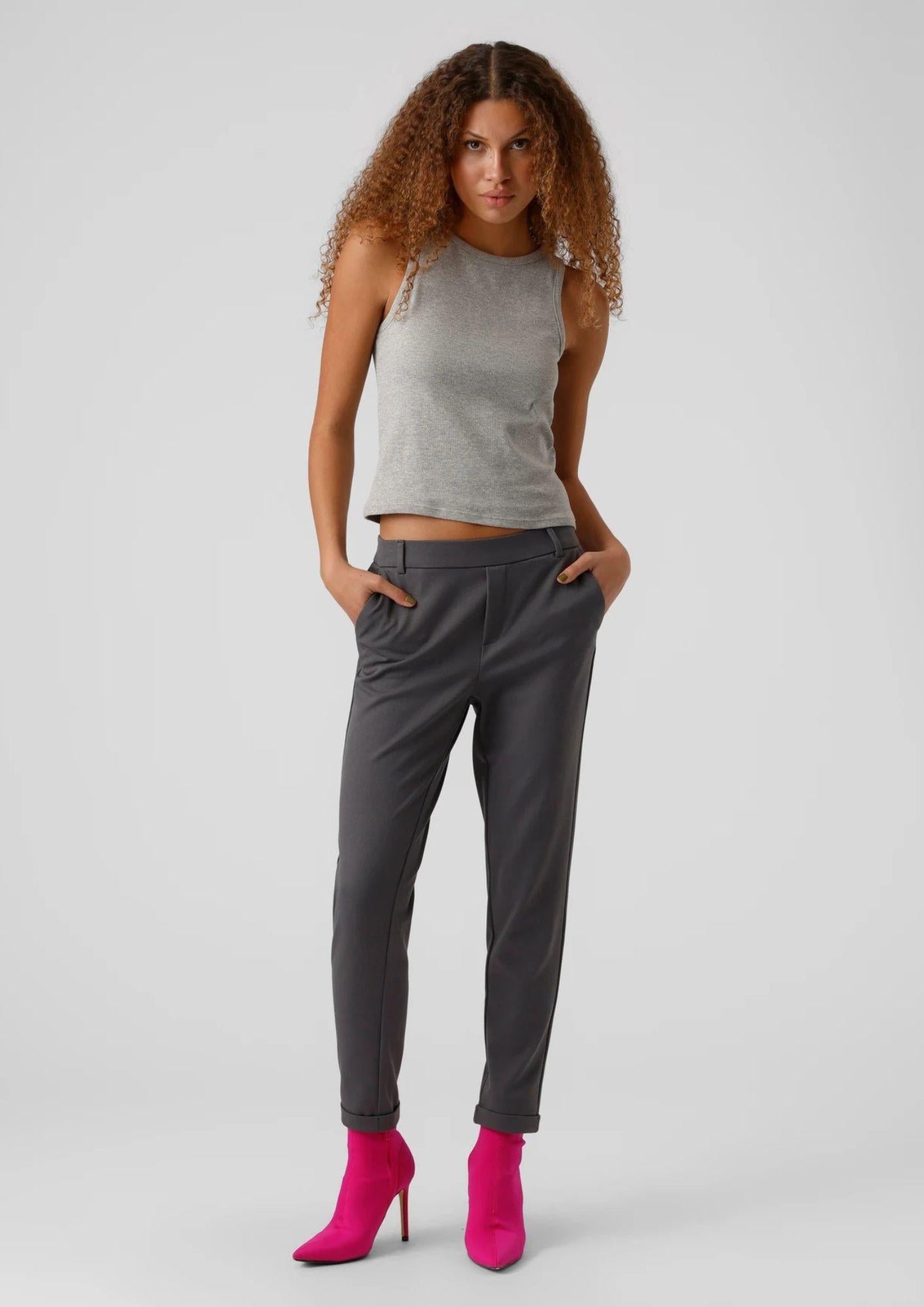 Vero Moda VMMAYA Vita media Pantaloni Donna Grigio Asfalto 10225280 Asphalt VERO MODA