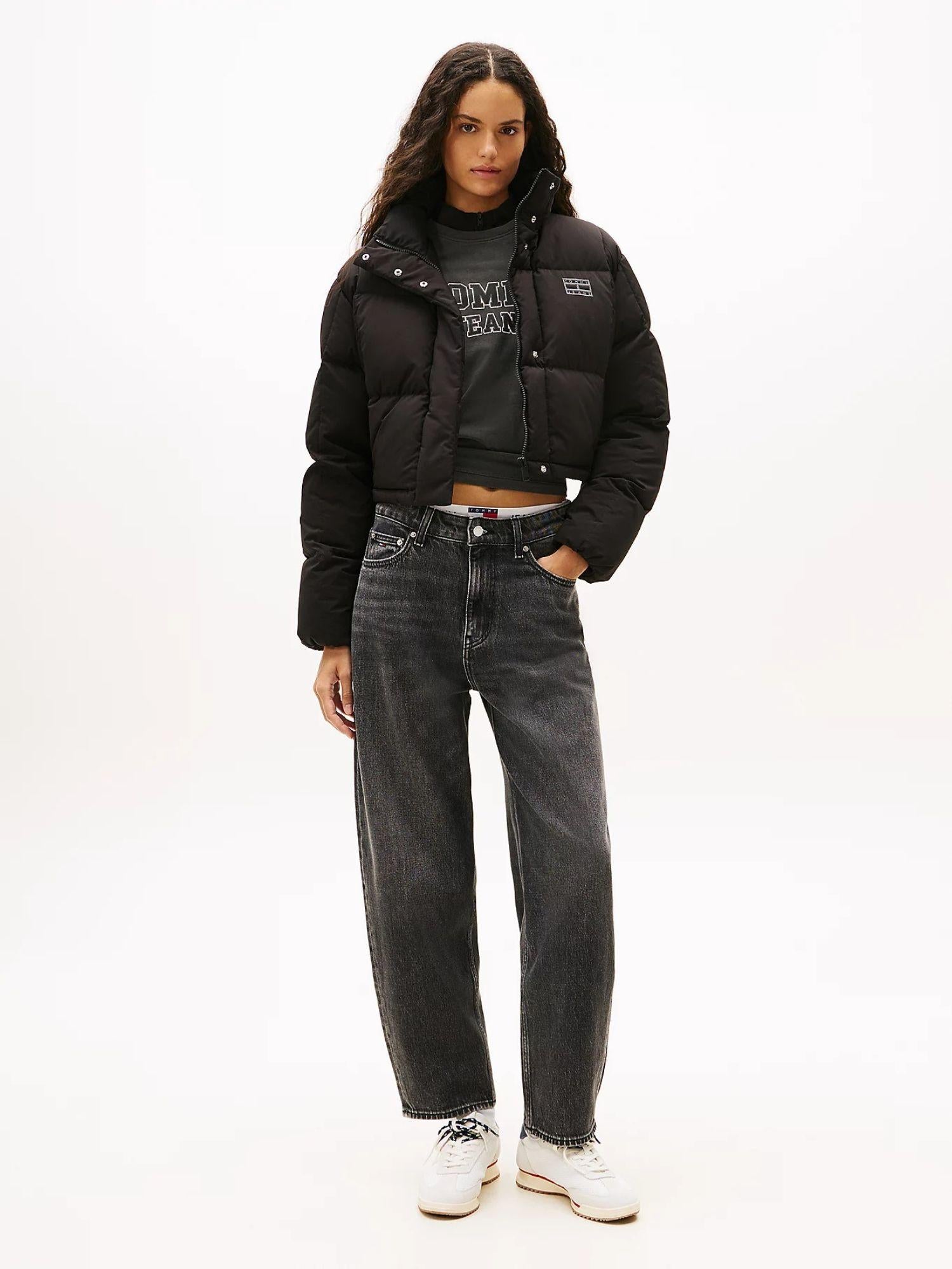 Tommy Hilfiger Piumino Alaska cropped fit Donna Nero DW0DW21624 BDS TOMMY HILFIGER