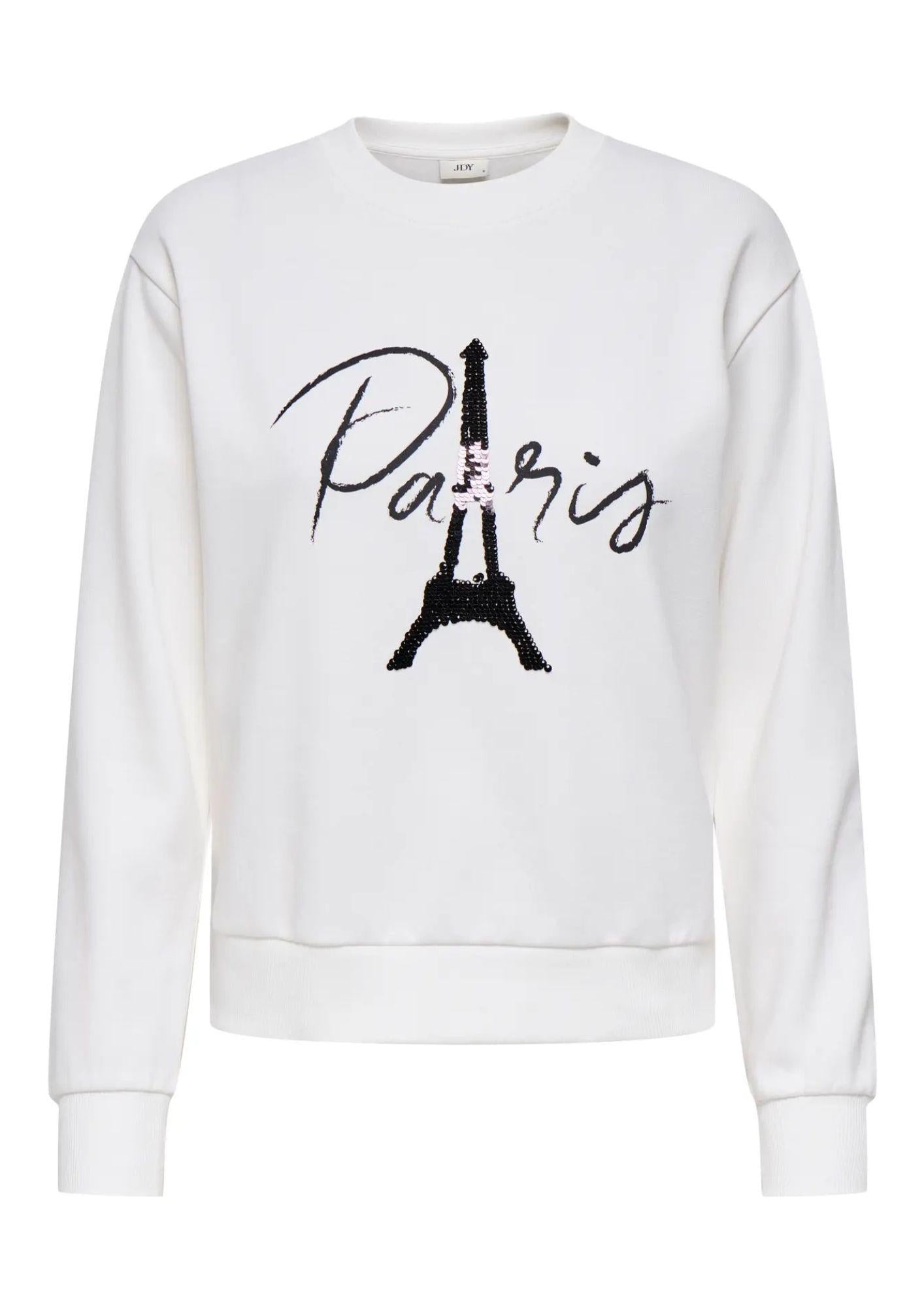 Jaqueline De Yong Felpa Donna Paris Bianca 15221015 Cloud Dancer BLACK TOWER JACQUELINE DE YONG