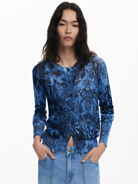 Cardigan con bottoni brillante Donna Blu