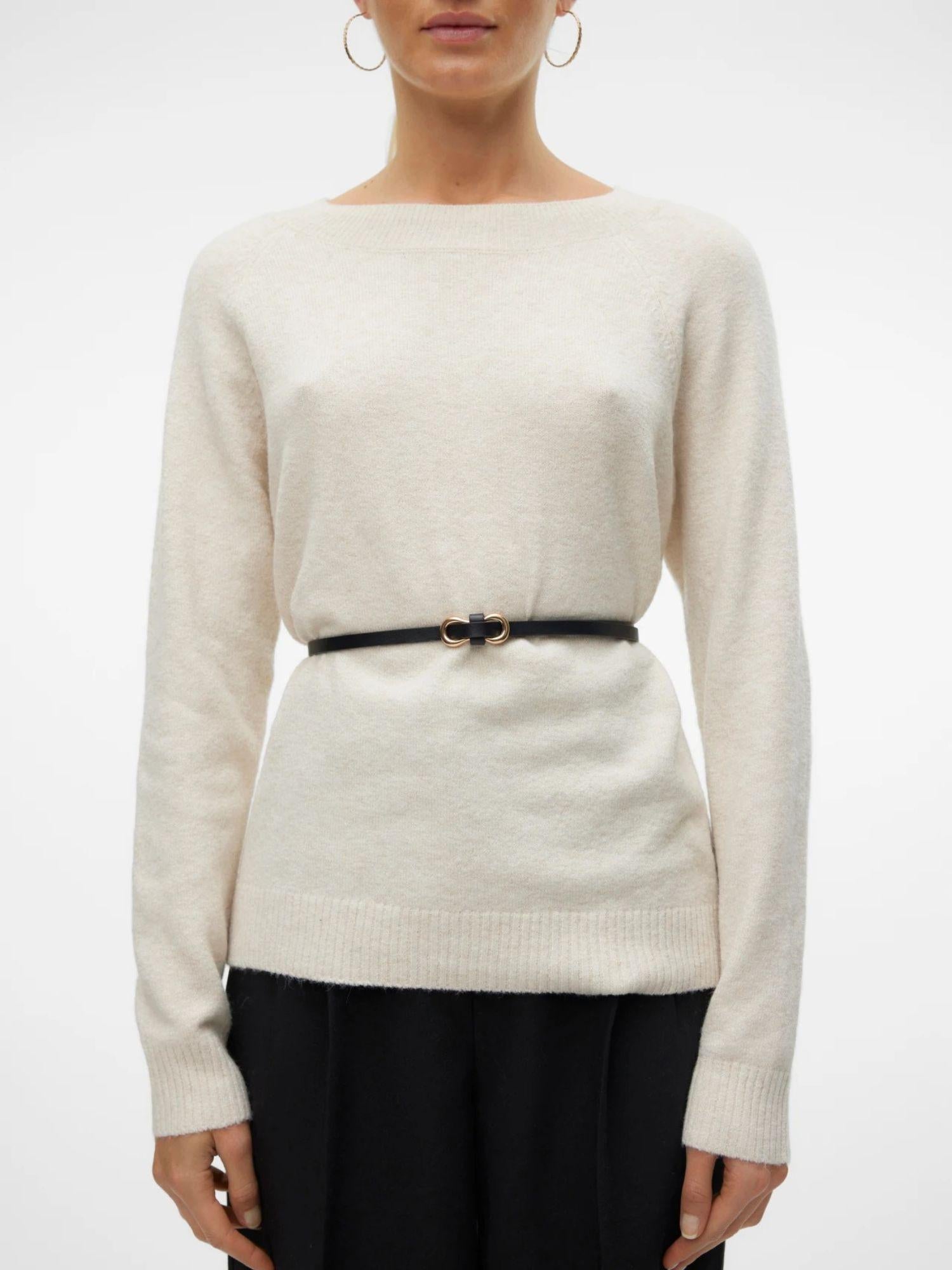 Vero Moda Maglia Donna Doffy Bianco Panna 10201022 Birch MELANGE VERO MODA