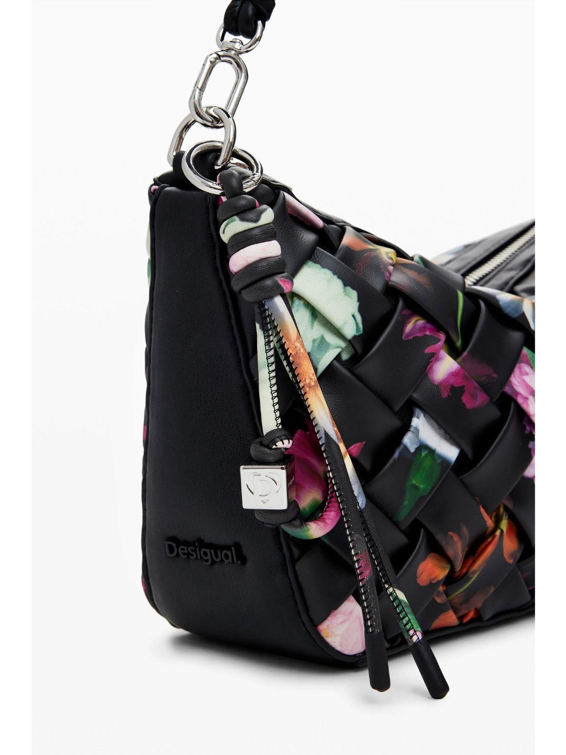 Desigual Borsa intrecciata piccola con fiori Donna Nero 25SAXPBQ 2000 DESIGUAL