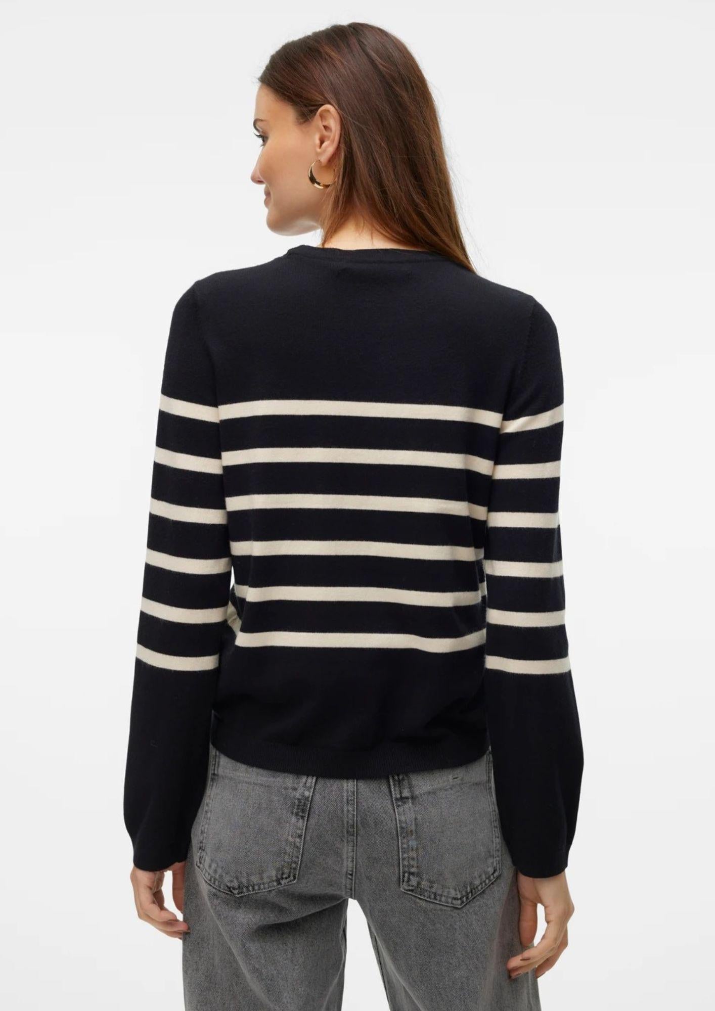 Vero Moda Pullover Donna Saba Nero Strisce Bianche 10309324 Black BIRCH VERO MODA