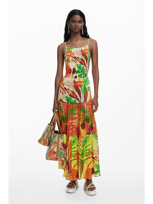 Desigual Abito con volant tropicale Donna Finiture del mare