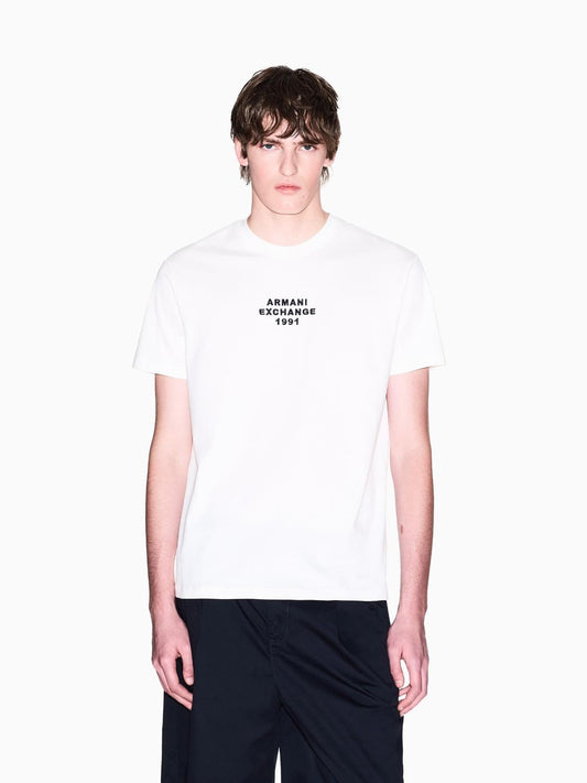 Armani Exchange T-Shirt Regular Fit con Logo Lettering Uomo Bianco