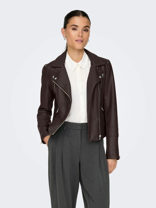 Only ONLGEMMA Giacca in finta pelle Donna Chocolate Torte