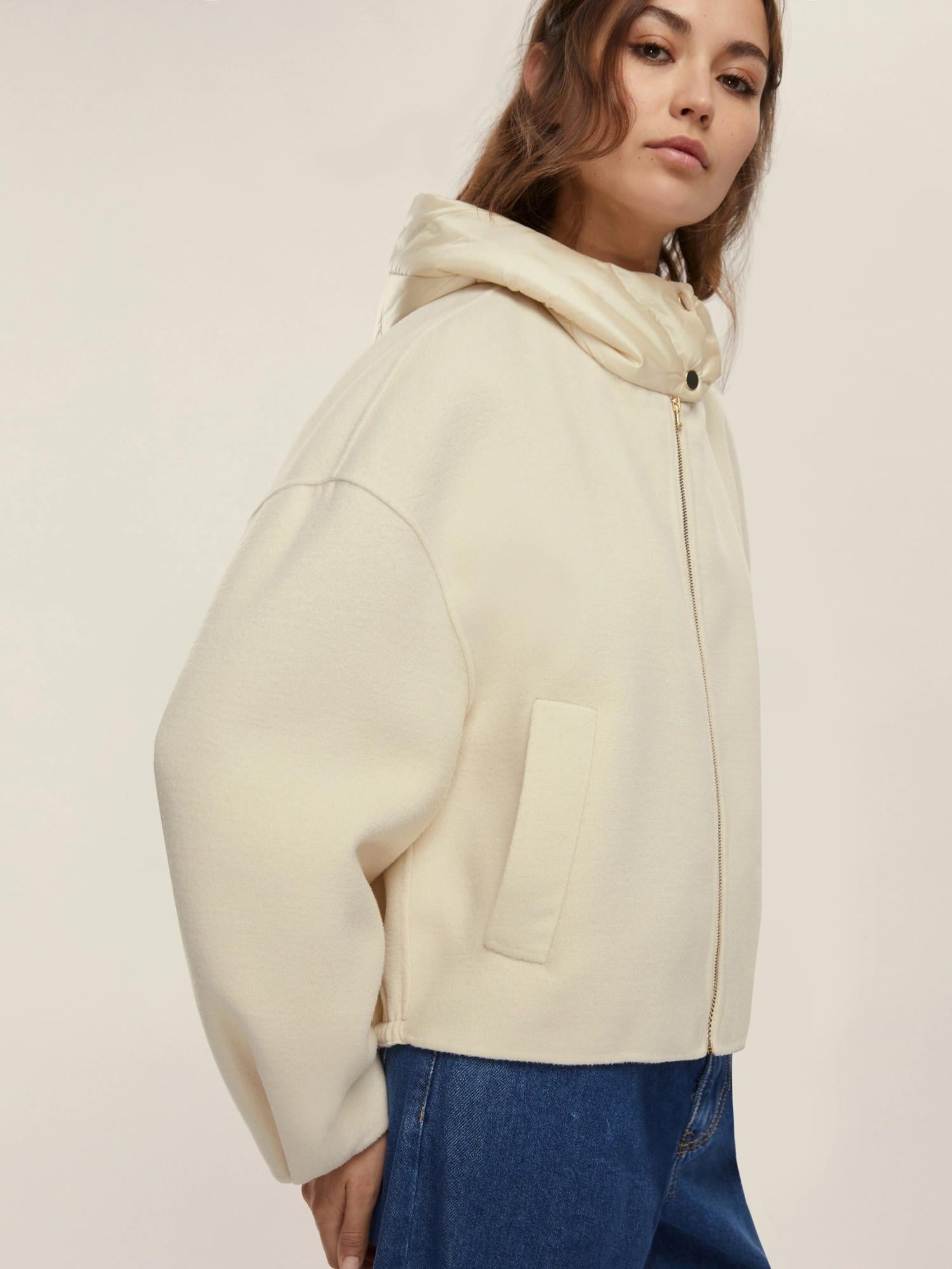 Emme Marella Giacca Bomber con Cappuccio Donna Eritea Panna 2525086021200 001 EMME MARELLA