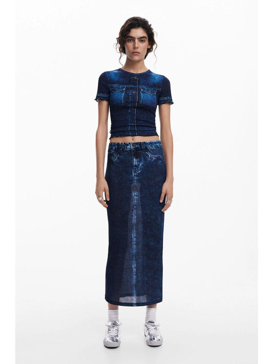 Gonna effetto denim Donna Blu