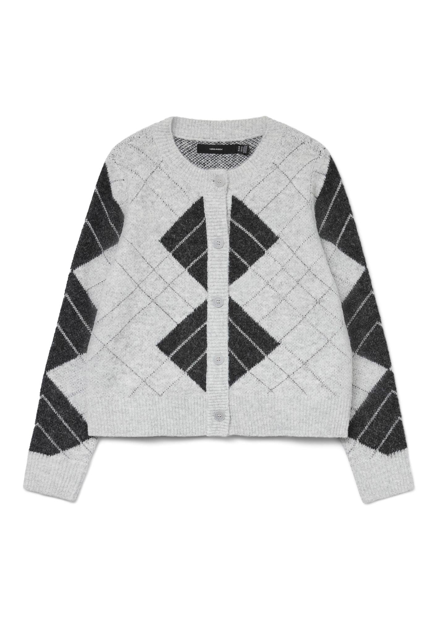 Vero Moda Cardigan Donna Dae Grigio Chiaro Dettaglia Grigio scuro 10334877 W. DGM + SILVER LUREX VERO MODA