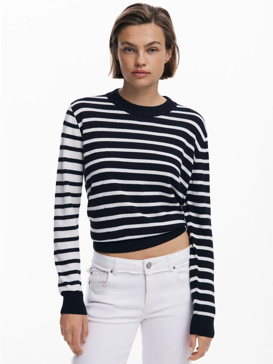 Maglione a righe orizzontali Donna Nero