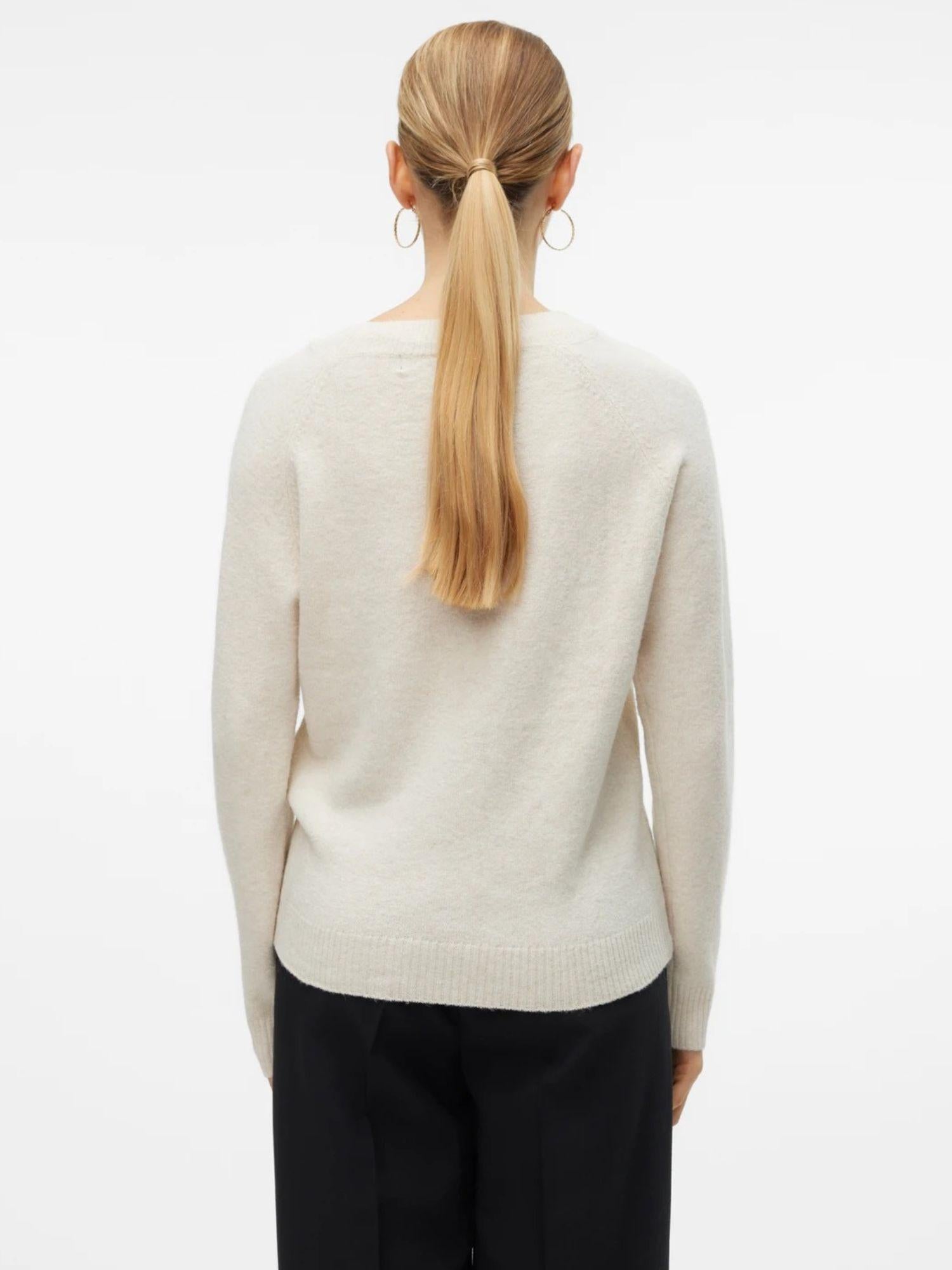 Vero Moda Maglia Donna Doffy Bianco Panna 10201022 Birch MELANGE VERO MODA
