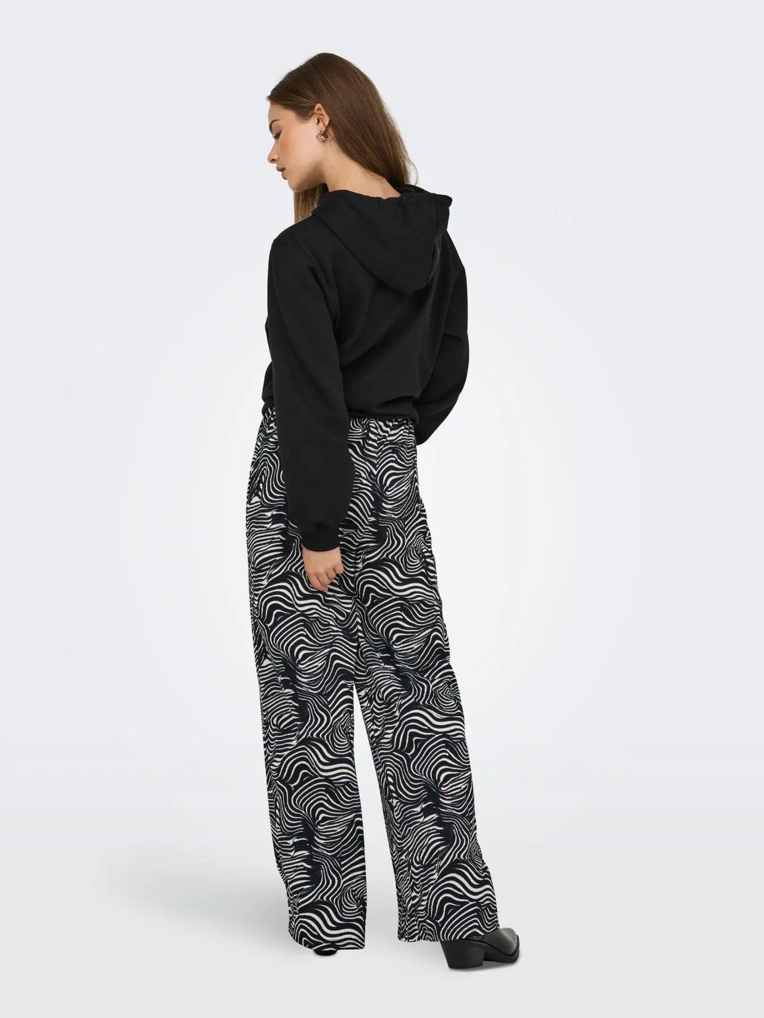 Jacqueline De Yong JDYDEBBIE Pantaloni Wide Fit Donna Nero WHITECAP GRAY GEO 15352943 Black WHITECAP GRAY GEO JACQUELINE DE YONG