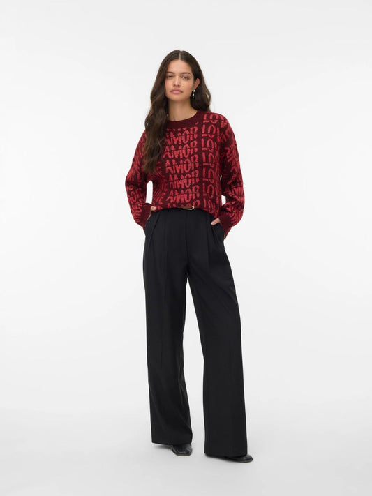 LOVE Pullover Donna Rosso Syrah