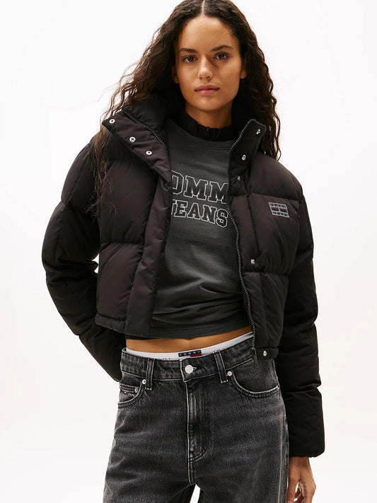 Tommy Hilfiger Piumino Alaska cropped fit Donna Nero DW0DW21624 BDS TOMMY HILFIGER