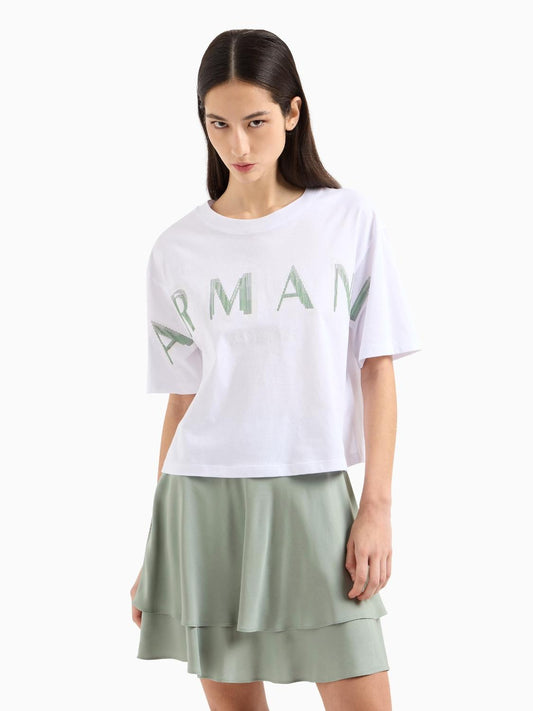 Armani Exchange Maglia Cropped Donna Bianco