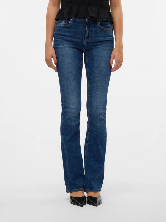 Vero Moda VMFLASH Vita media Flared Fit Jeans Donna Dark Blue Denim 10310511 Dark Blue Denim VERO MODA
