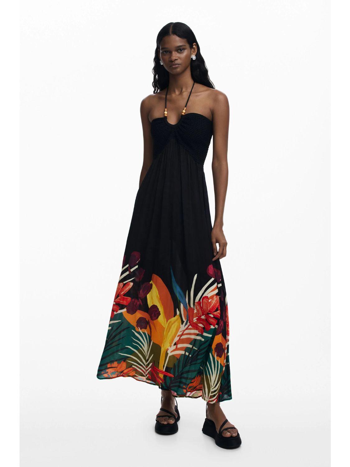 Desigual Abito lungo tropicale Donna Nero 25SWMW08 2000 DESIGUAL
