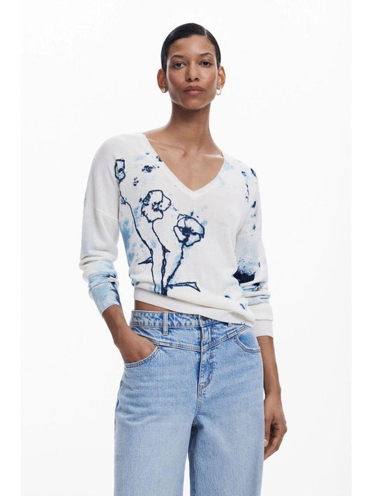 Maglione papaveri Donna Bianco
