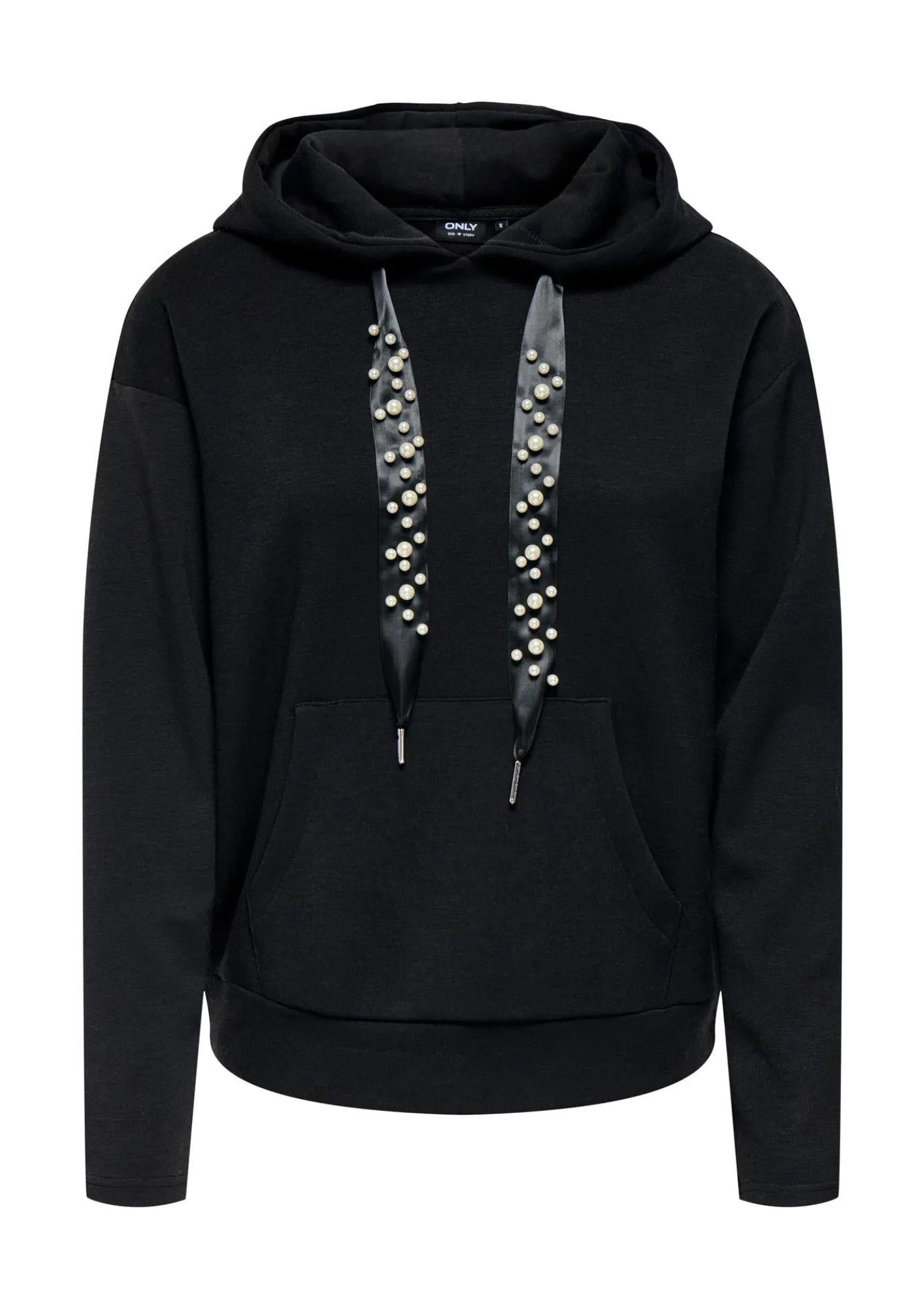 Felpa Donna Only Onlfancy Nero 15303838 Black Pearl strings ONLY