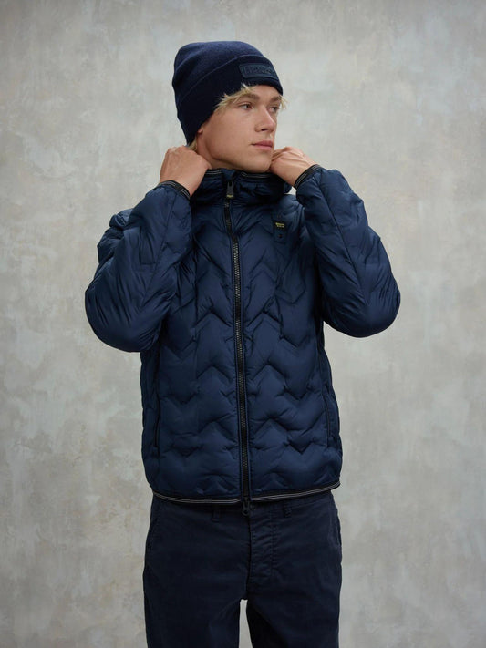 Blauer Piumino ad angoli Piery Uomo Blu interno tabacco